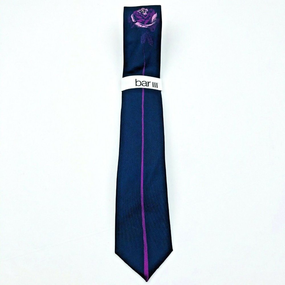 Bar III Marley Longstem Berry Blue Skinny Neck Tie